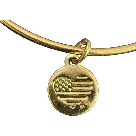 Alex & Ani Peace Love Music Charm Bangle Gold EUC - Picture 5 of 10